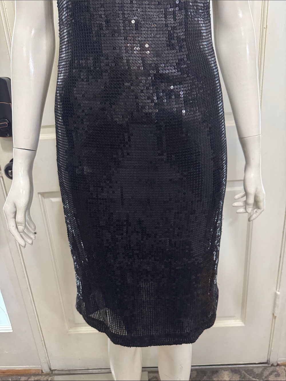 Tory Burch Black Sequin One-Shoulder Dress with Bow Size 4 - Picture 4 of 11